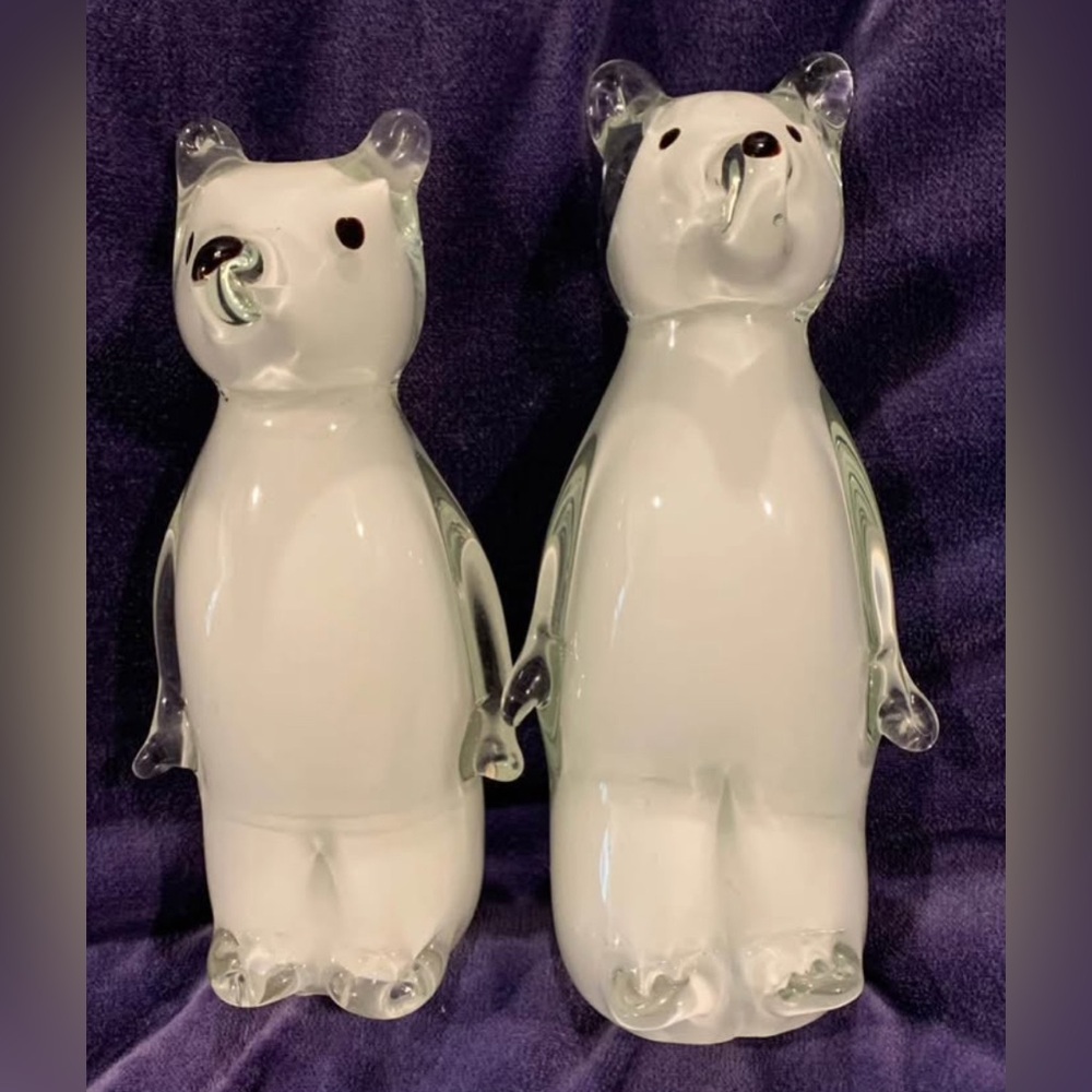 Hand Blown Glass Polar Bears (Murano)